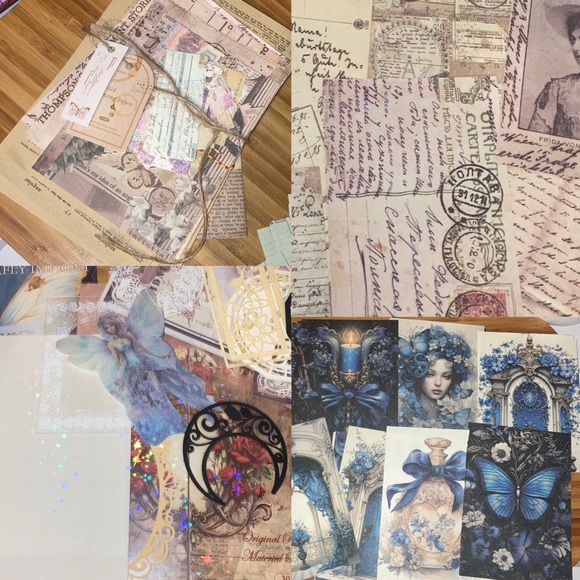 200x Junk Journal Kit Ephemera Stickers Diary Vintage Sapphire Floral Scrapbook - Picture 6 of 16